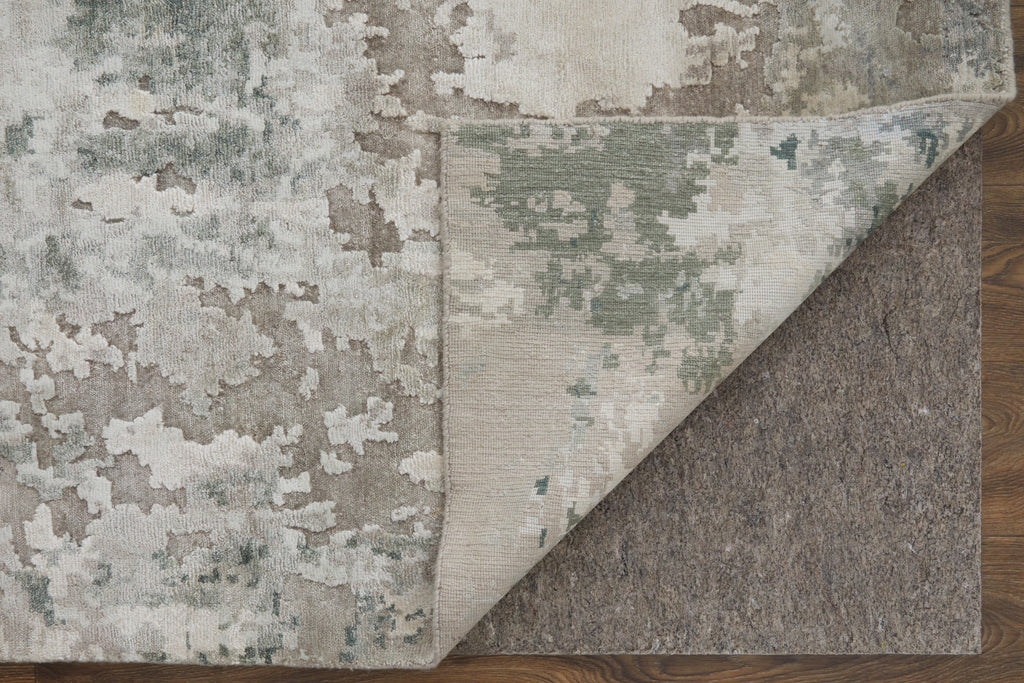 Dyer Modern Abstract Ivory Taupe Green Area Rug (3' x 5')