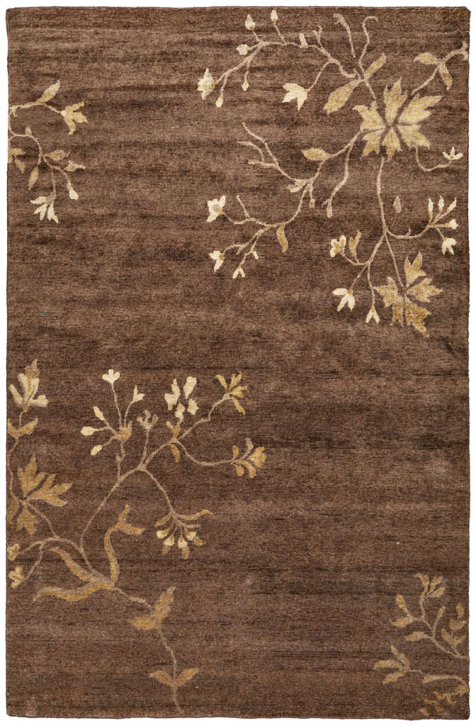 Cordonnet Transitional Floral Botanical Green Gold Area Rug (5'6" x 8'6")