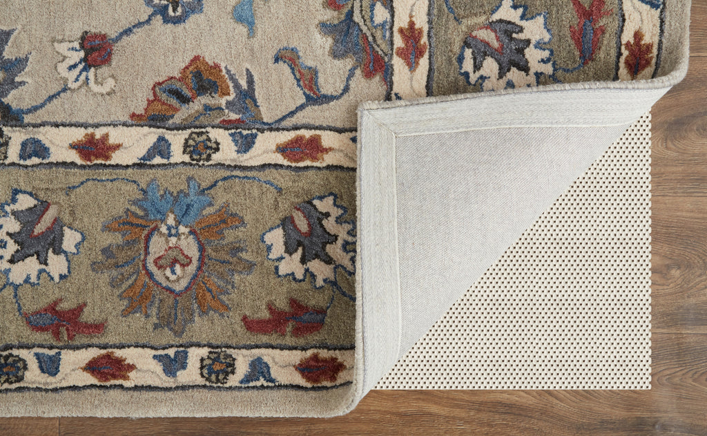 Rylan Transitional Oriental Ivory Taupe Blue Area Rug (9' x 12')