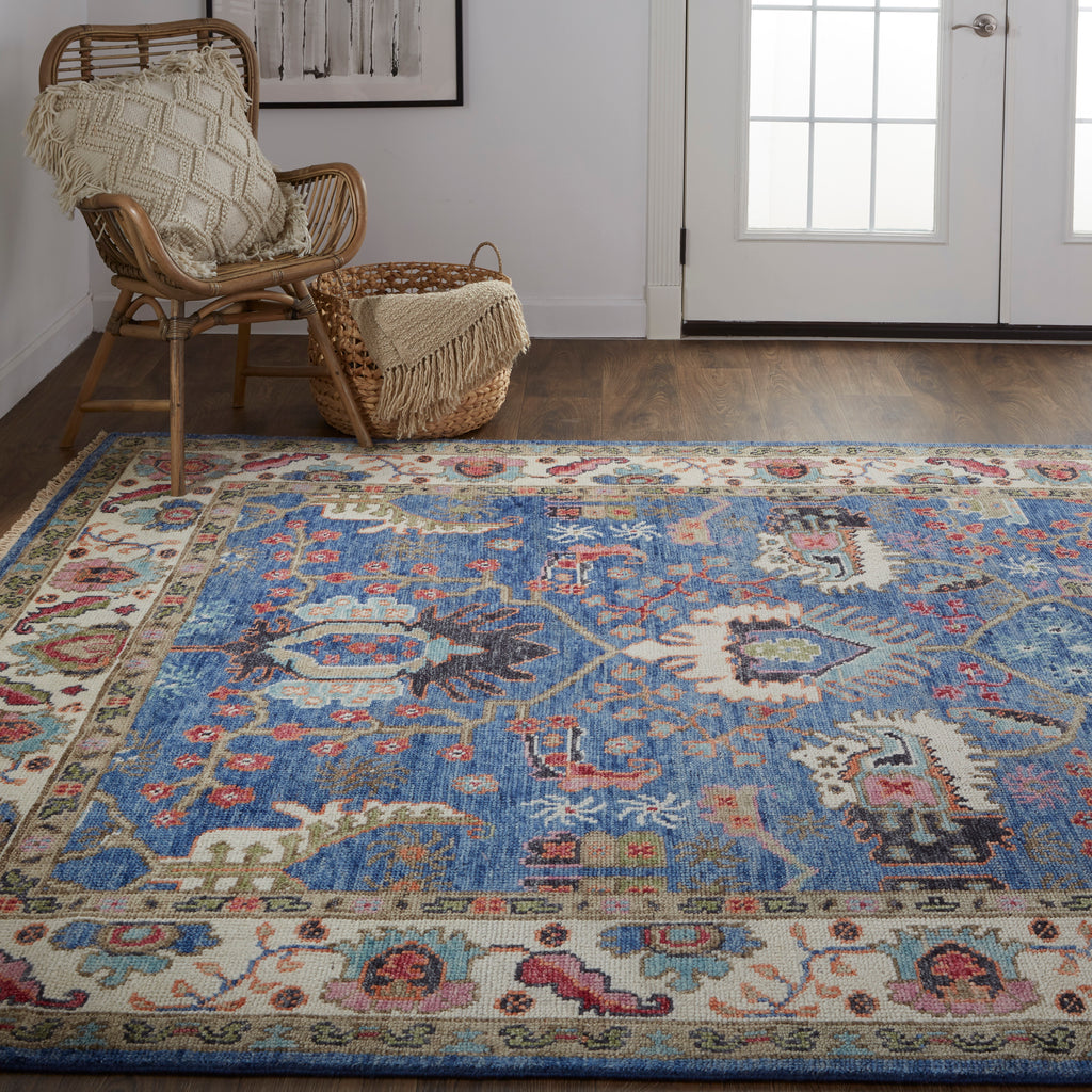 Beall Traditional Oriental Blue Red Area Rug (11'6" x 15')