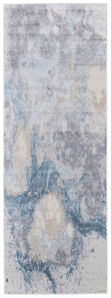 Astra Transitional Abstract Blue Gray Area Rug (2'10" x 7'10")