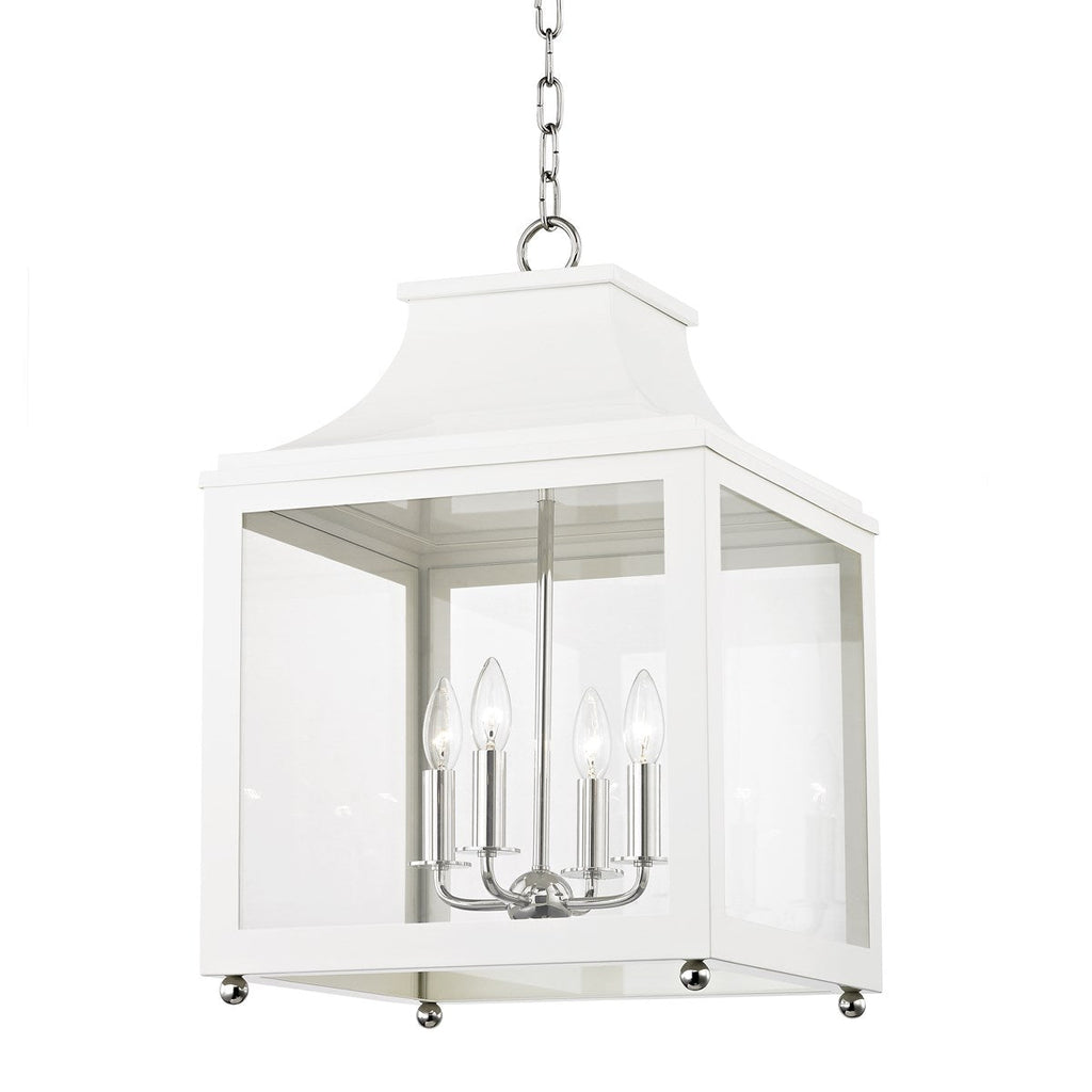 Leigh Pendant 25" - Polished Nickel/White
