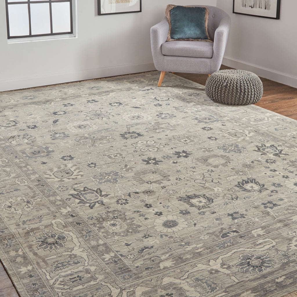 Reddington Traditional Oriental Gray Taupe Tan Area Rug (11'6" x 15')