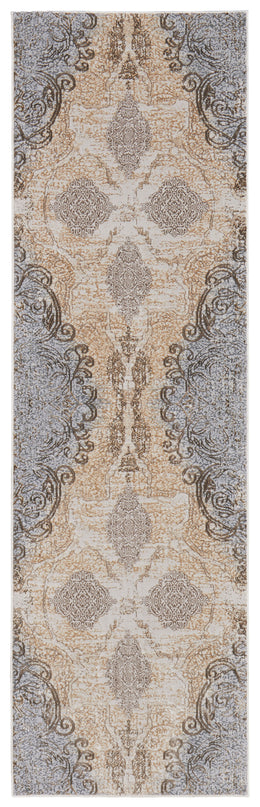 Celene Traditional Medallion Silver Tan Gray Area Rug (2'6" x 8')