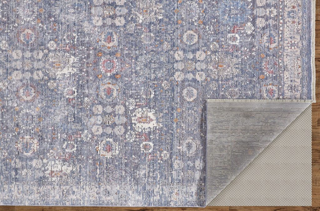 Cecily Transitional Floral Botanical Blue Gray Gold Area Rug (2' x 3')