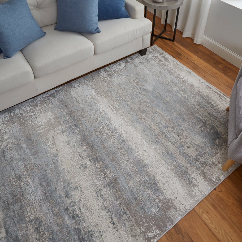 Cadiz Modern Abstract Taupe Gray Silver Area Rug (3'1" x 10')