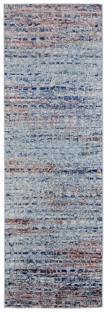 Edgemont Modern Abstract Blue Ivory Orange Area Rug (2'8" x 8')