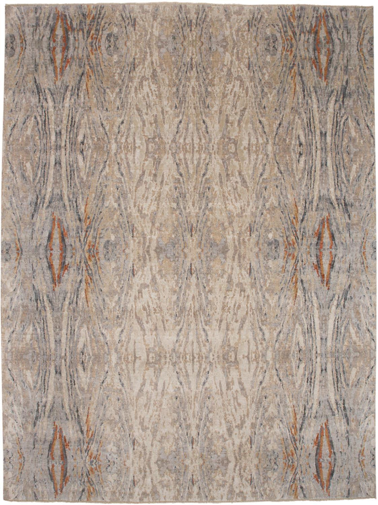 Banbury Transitional Ikat Tan Gray Taupe Area Rug (8'6" x 11'6")