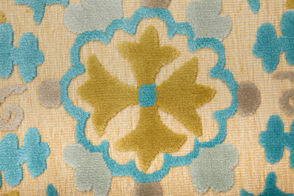 Saphir Cabo Transitional Floral Botanical Ivory Blue Area Rug (5'3" x 7'6")