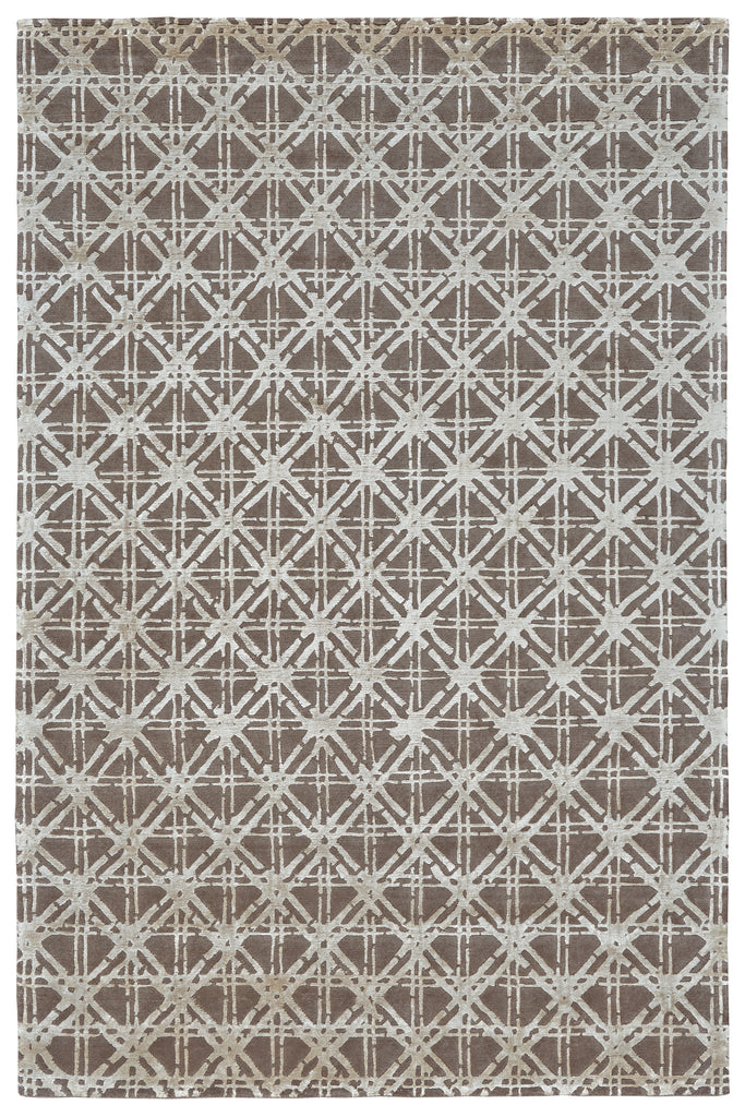 Bamboo Lattice Modern Geometric Silver Gray Ivory Area Rug (5'6" x 8'6")