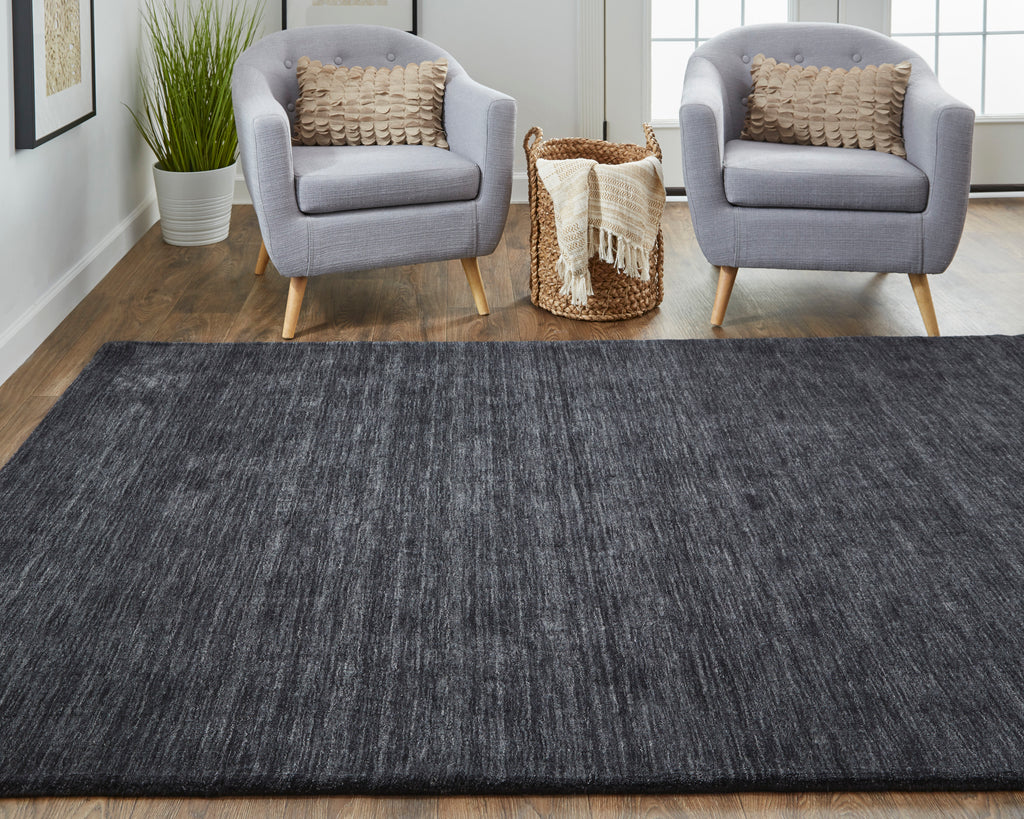 Luna Modern Solid Black Area Rug (5' x 8')