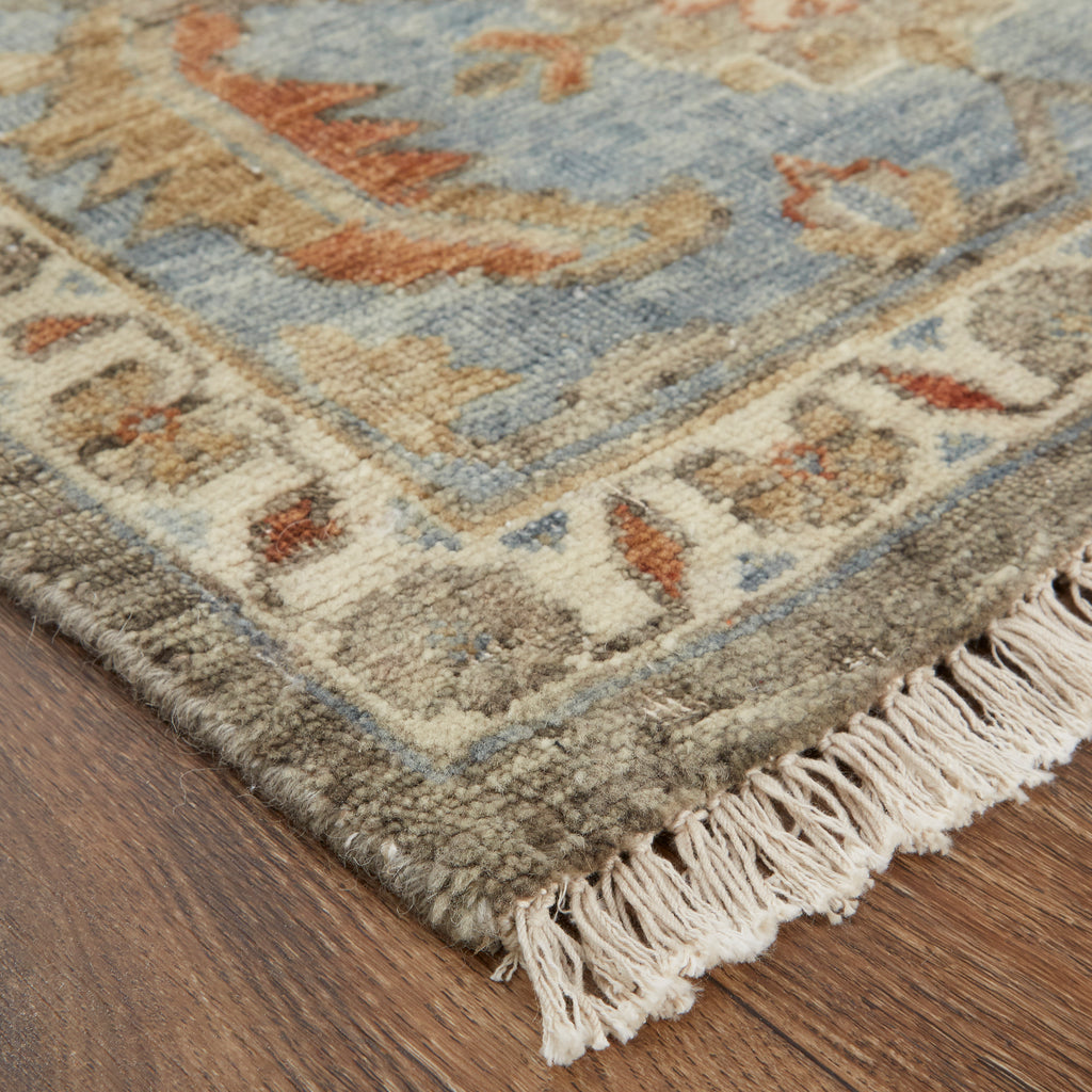 Marabel Traditional Oriental Brown Blue Ivory Area Rug (2'6" x 10')