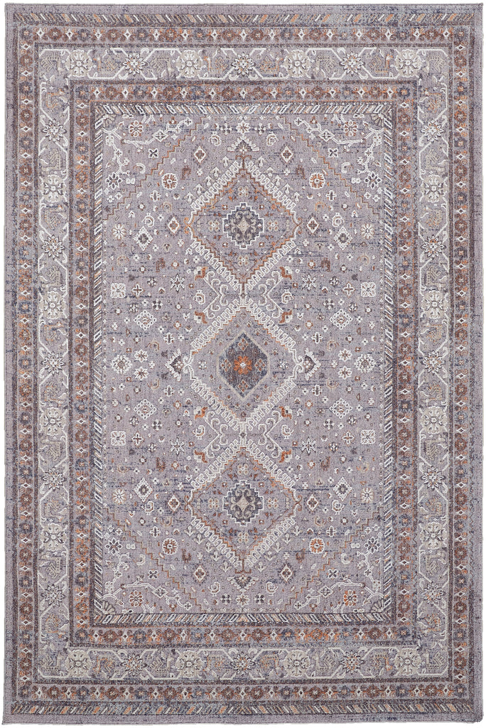 Francisco Transitional Medallion Gray Orange Ivory Area Rug (10' x 13')