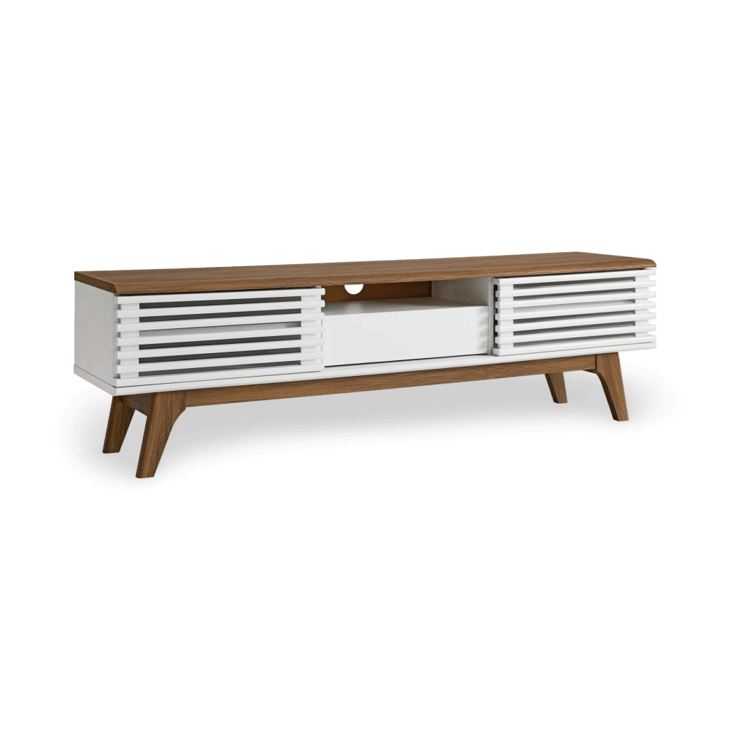 Render 59" TV Stand in Walnut White