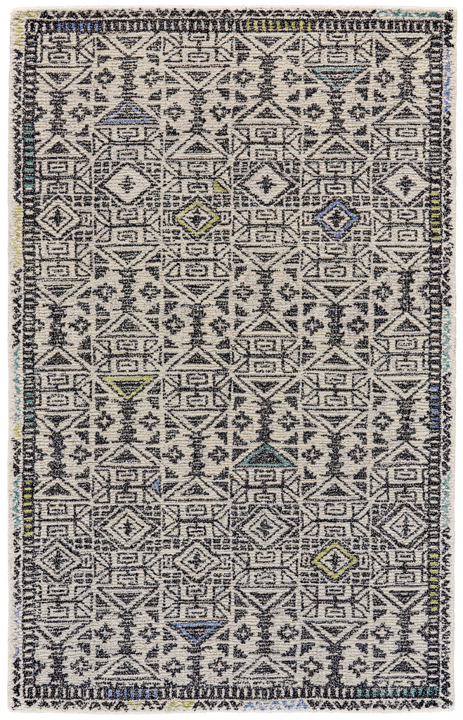 Arazad Transitional Moroccan Gray Ivory Black Area Rug (2' x 3')