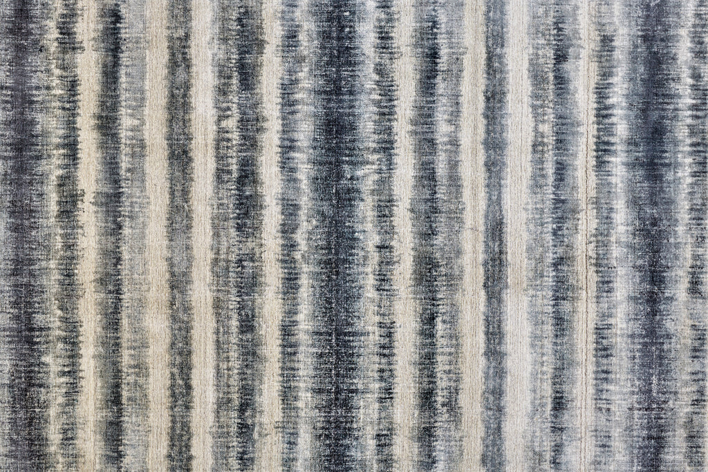 Mackay Transitional Stripes Ivory Blue Area Rug (12' x 15')