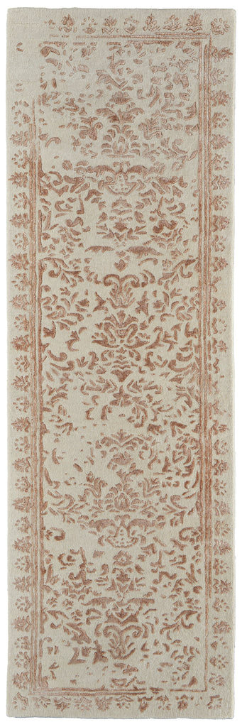 Bella Transitional Oriental Ivory Tan Pink Area Rug (2'6" x 8')