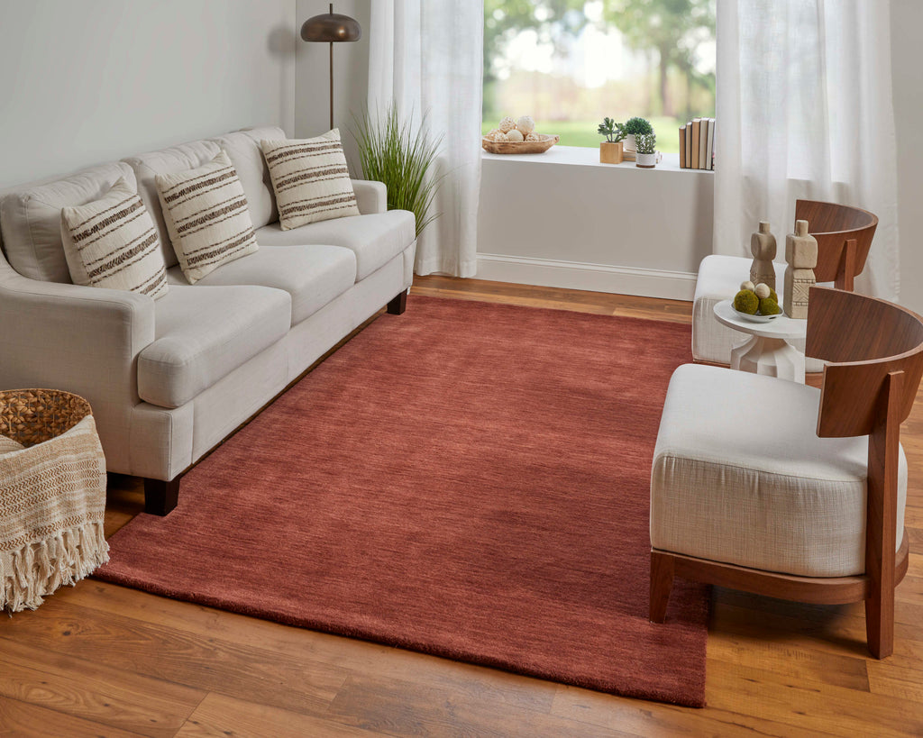 Luna Modern Solid Orange Red Area Rug (5' x 8')