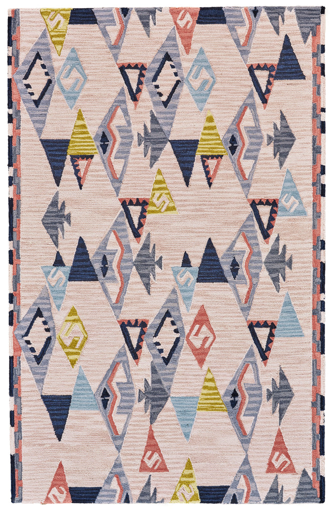 Fariza Modern Geometric Pink Blue Area Rug (5' x 8')