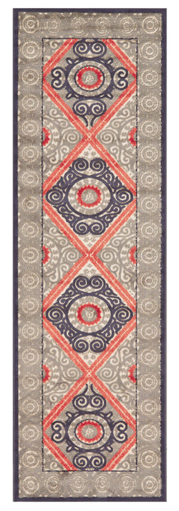 Saphir Obzeet Modern Paisley Gray Taupe Red Area Rug (5'3" x 7'6")