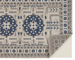 Foster Transitional Medallion Blue Gray Ivory Area Rug (10' x 13'2")