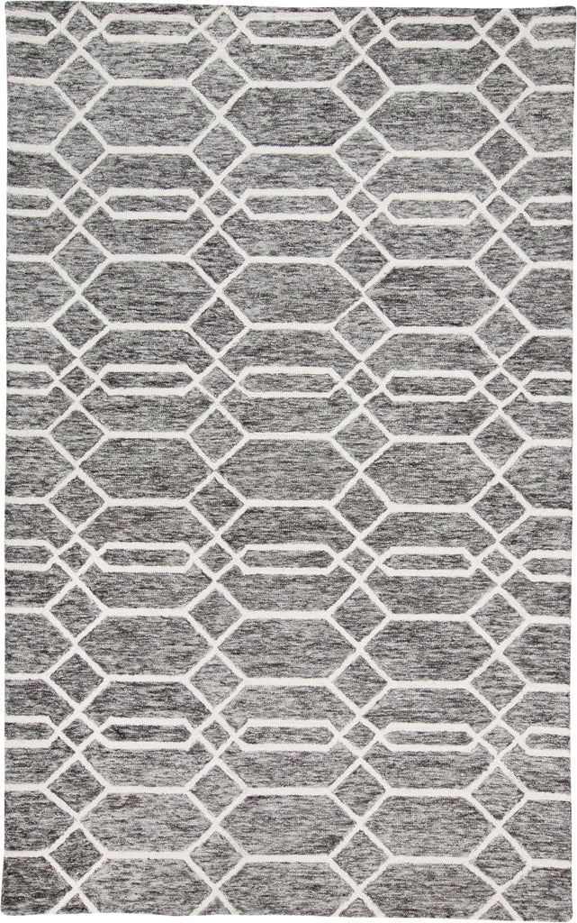 Belfort Transitional Trellis Lattice Gray Black Ivory Area Rug (8' x 10')