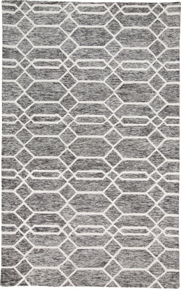 Belfort Transitional Trellis Lattice Gray Black Ivory Area Rug (8' x 10')