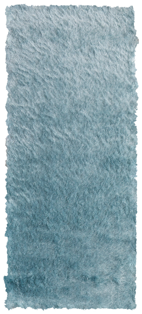 Indochine Modern Solid Blue Silver Area Rug (2'6" x 6')