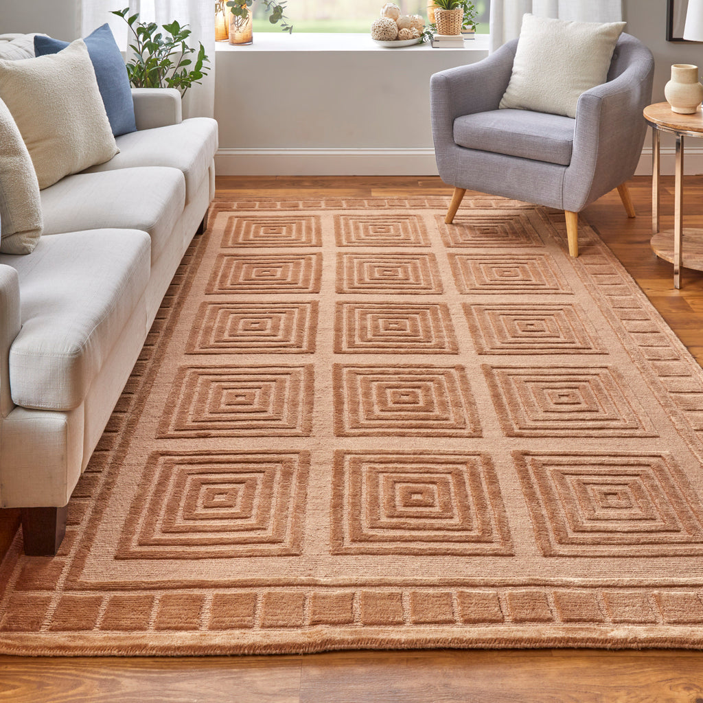 Channels Modern Geometric Tan Gold Area Rug (4' x 6')