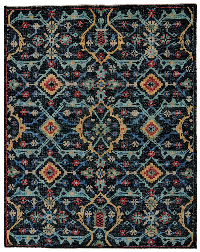 Piraj Traditional Geometric Blue Yellow Red Area Rug (9'6" x 13'6")