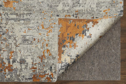 Gia Modern Abstract Gray Ivory Orange Area Rug (5'6" x 8'6")