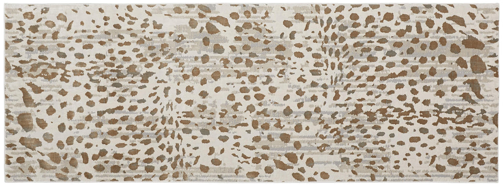 Waldor Modern Animal Print Brown Ivory Tan Area Rug (2'10" x 7'10")