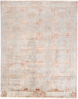 Eros Modern Distressed Ivory Blue Orange Area Rug (5'6" x 8'6")