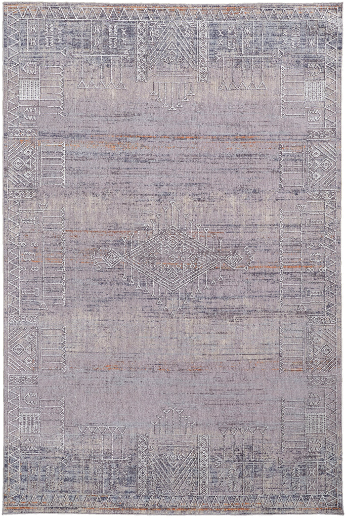 Francisco Transitional Geometric Gray Ivory Orange Area Rug (1'8" x 2'10")