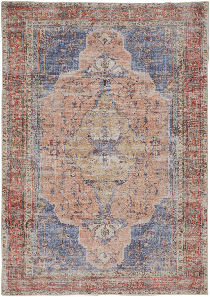 Percy Transitional Medallion Red Tan Blue Area Rug (2' x 3')