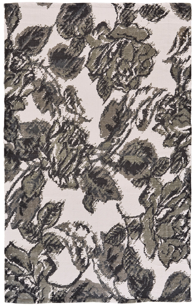 Swann Modern Floral Botanical Gray Black Area Rug (2' x 4')