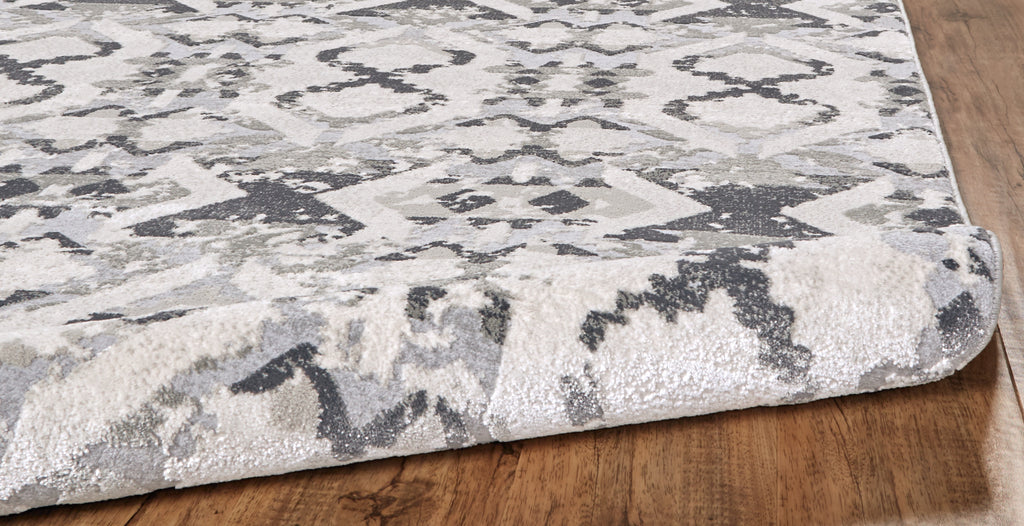 Prasad Modern Geometric Ivory Gray Area Rug (8' x 11')