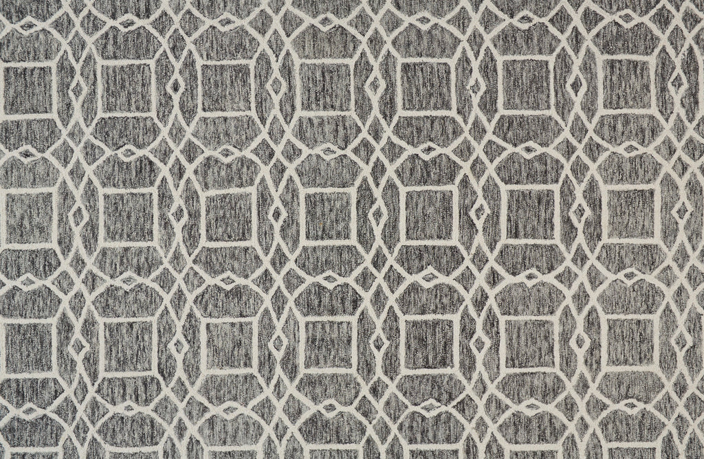 Rhett Transitional Trellis Lattice Black Gray Ivory Area Rug (9' x 12')