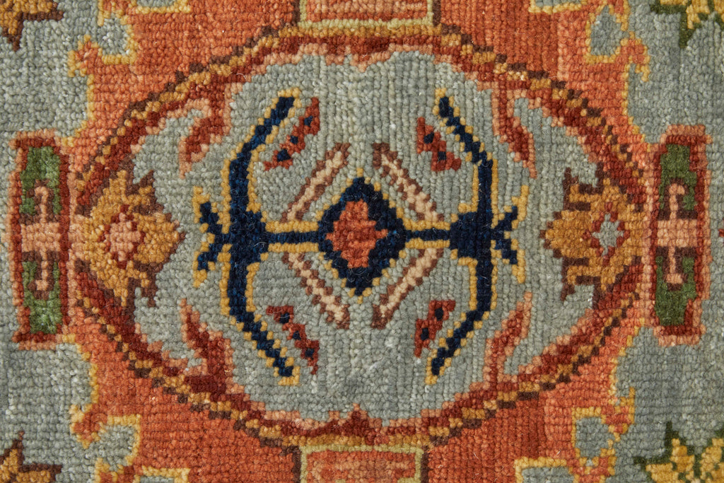 Ralston Traditional Oriental Blue Orange Ivory Area Rug (11'6" x 15')