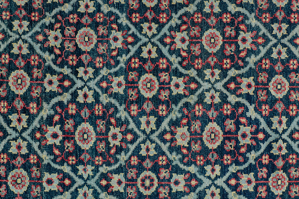 Piraj Traditional Bordered Blue Green Red Area Rug (8'6" x 11'6")