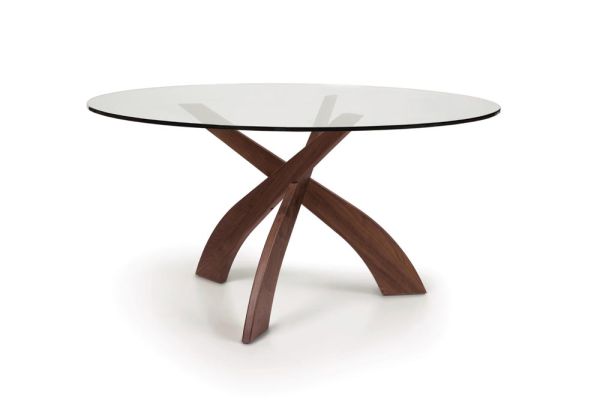 Entwine Glass Top Dining Table in Walnut