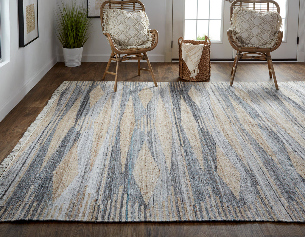 Beckett Transitional Moroccan Gray Tan Silver Area Rug (8' x 10')