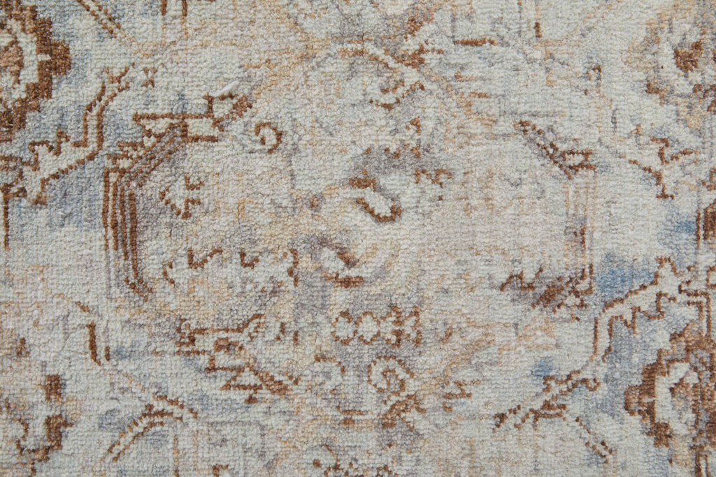 Rowen Transitional Distressed Ivory Taupe Gray Area Rug (9'6" x 13'6")