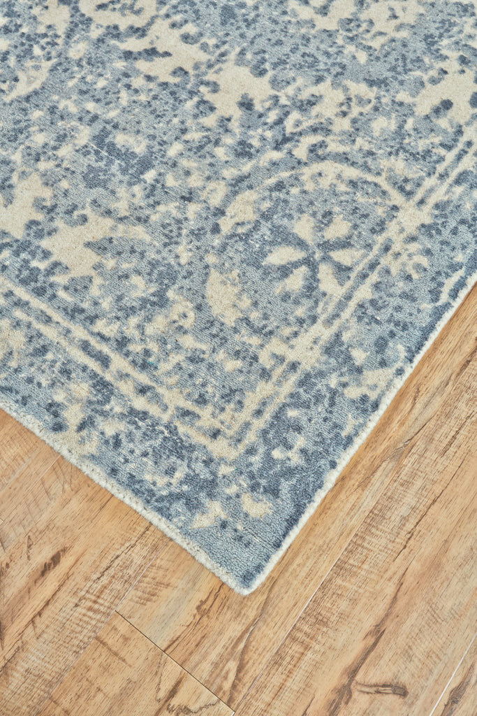 Dylan Modern Abstract Blue Ivory Area Rug (2' x 3')