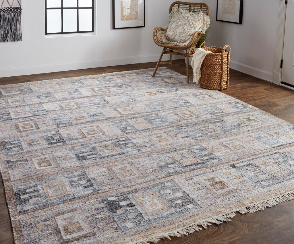 Beckett Transitional Moroccan Gray Taupe Tan Area Rug (3'6" x 5'6")