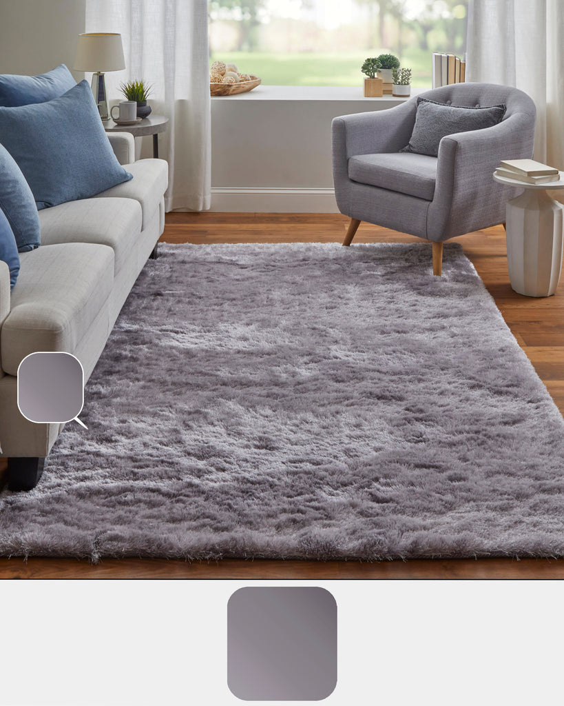 Indochine Modern Solid Purple Area Rug (7'6" x 9'6")