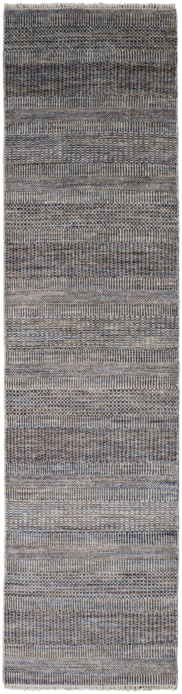 Janson Transitional Stripes Gray Area Rug (9'6" x 13'6")