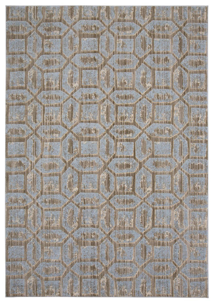 Milton Modern Distressed Blue Taupe Ivory Area Rug (7'10" x 11')