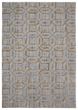 Milton Modern Distressed Blue Taupe Ivory Area Rug (2'7" x 8')