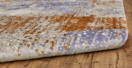 Hayden Modern Watercolor Silver Orange Blue Area Rug (7'9" x 9'9")